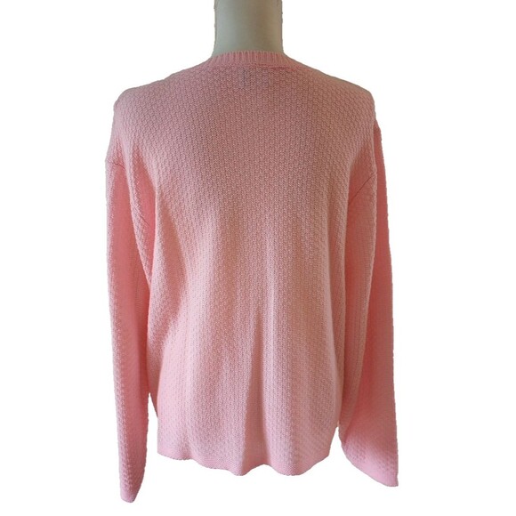 Vintage Pink Crochet Knit Cardigan Sweater Small Made In USA Cottagecore Baby - Picture 6 of 8
